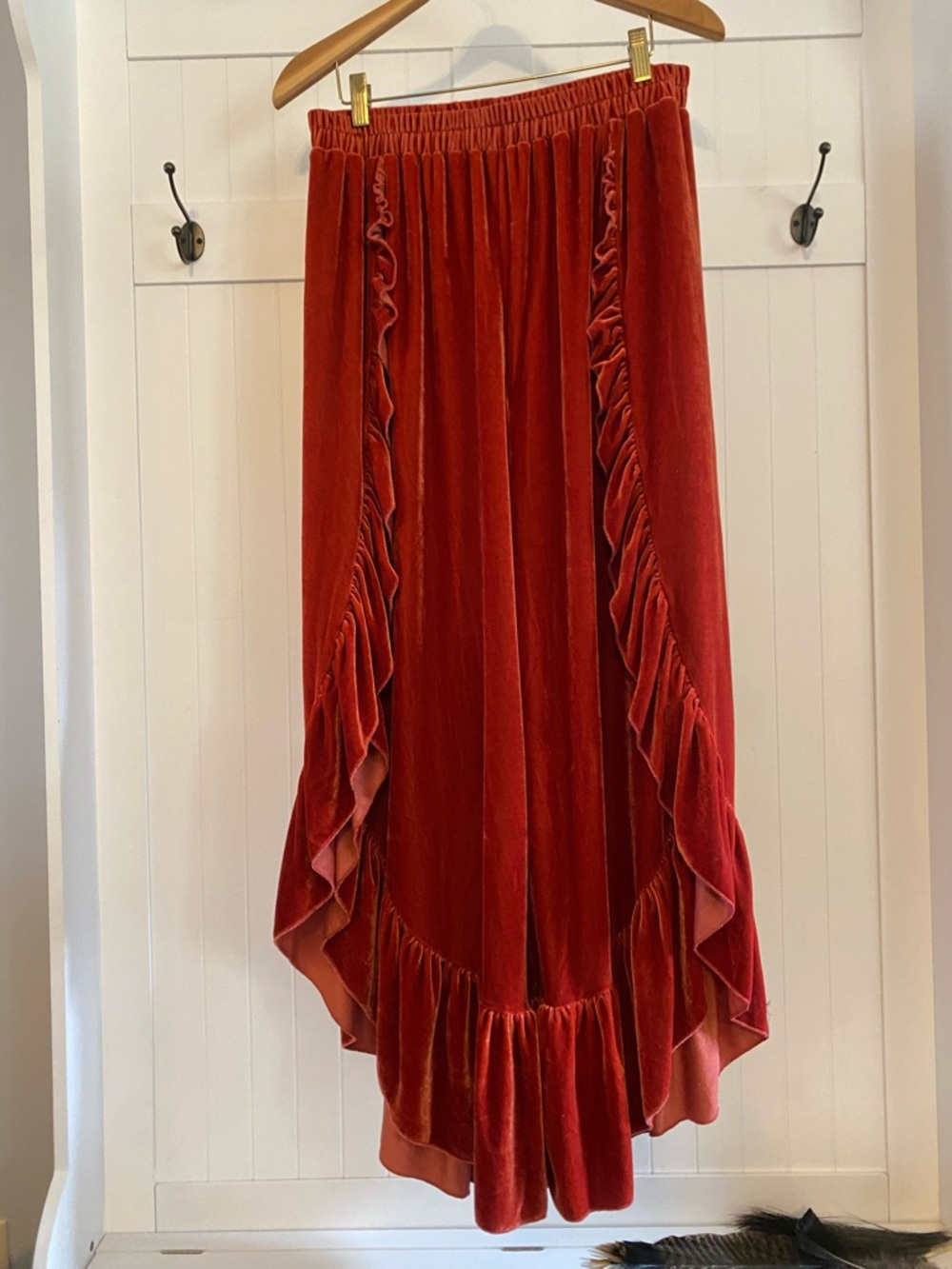 Red Velvet Ruffle Pants Country Glam Cowgirl